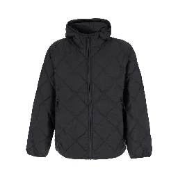 Down jacket with high collar and long sleeves in black Tech Fabric for men