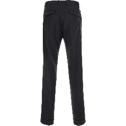 Brown Pants with Single Pleat on the Front in Blend Wool for Men