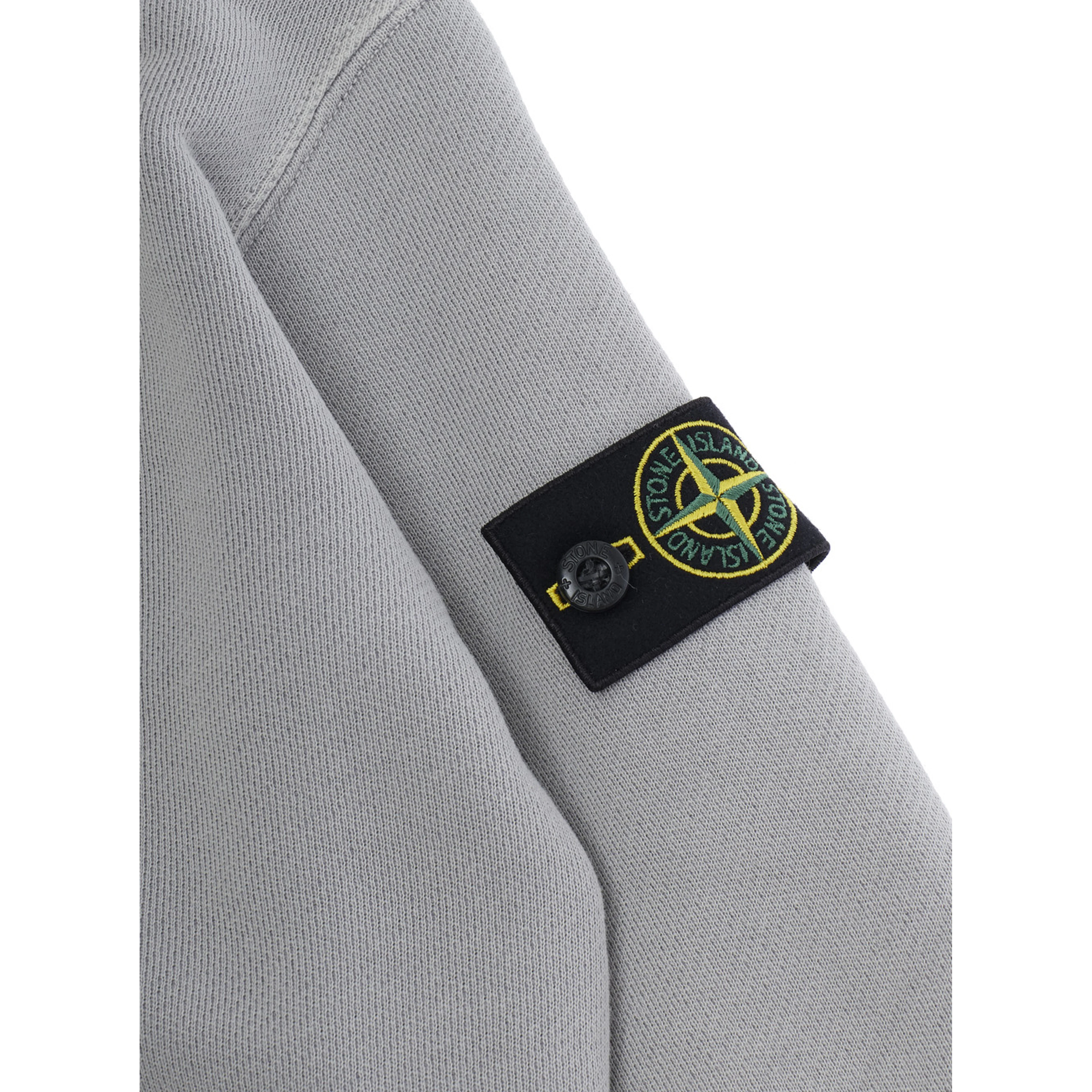 Grey Hoodie with logo patch on the sleeve in cotton for Boy