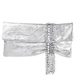 Zandra silver colored Clutch with applied crystals in leather blend for women