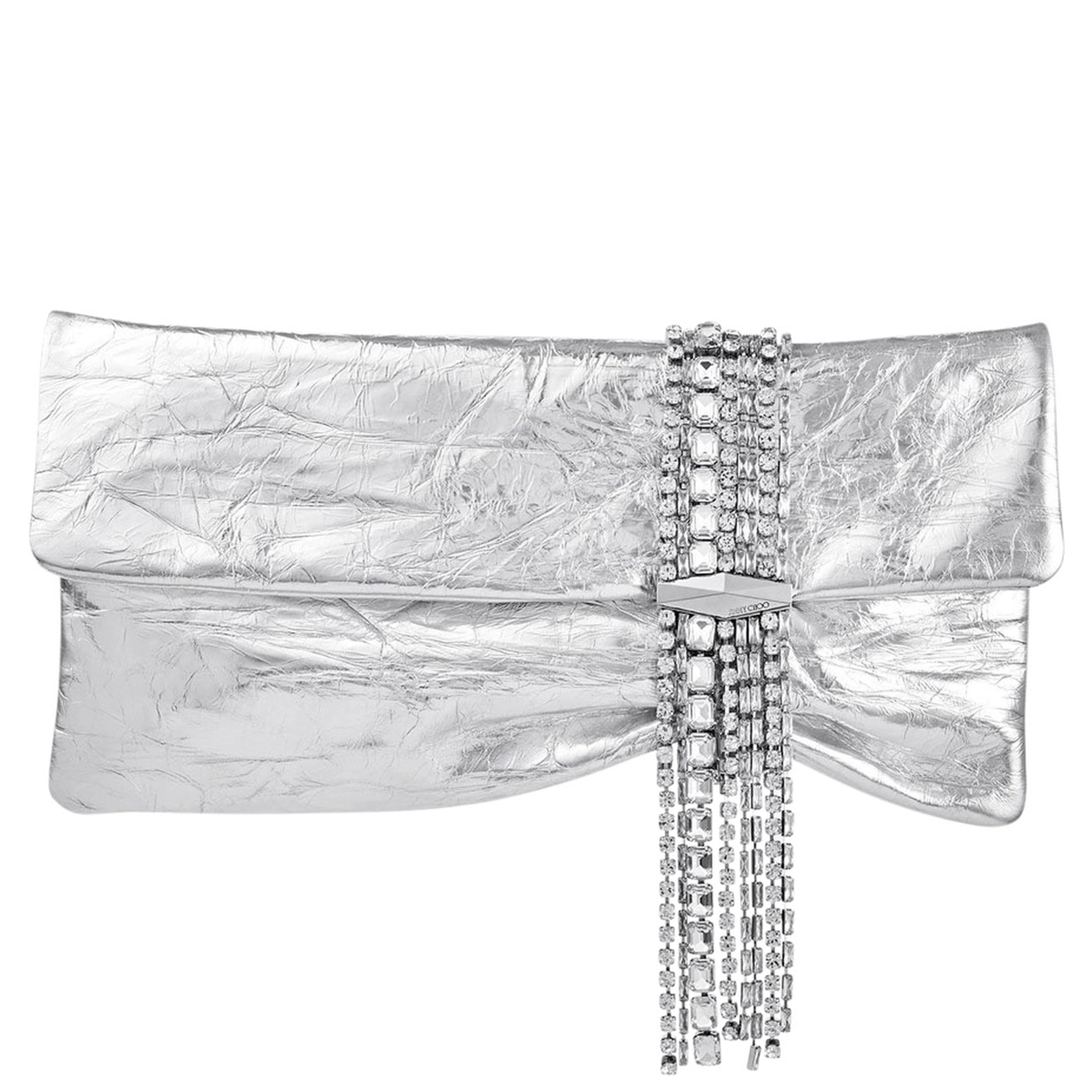 Zandra silver colored Clutch with applied crystals in leather blend for women