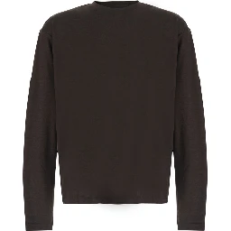 WOOL RELAXED LONG SLEEVE with long sleeves and V-neck in Brown Wool Men