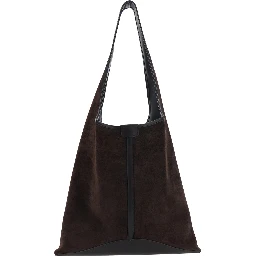 Delice Brown Shoulder Bag with Shoulder Strap and Logo Patch on the Front in Suede for Women