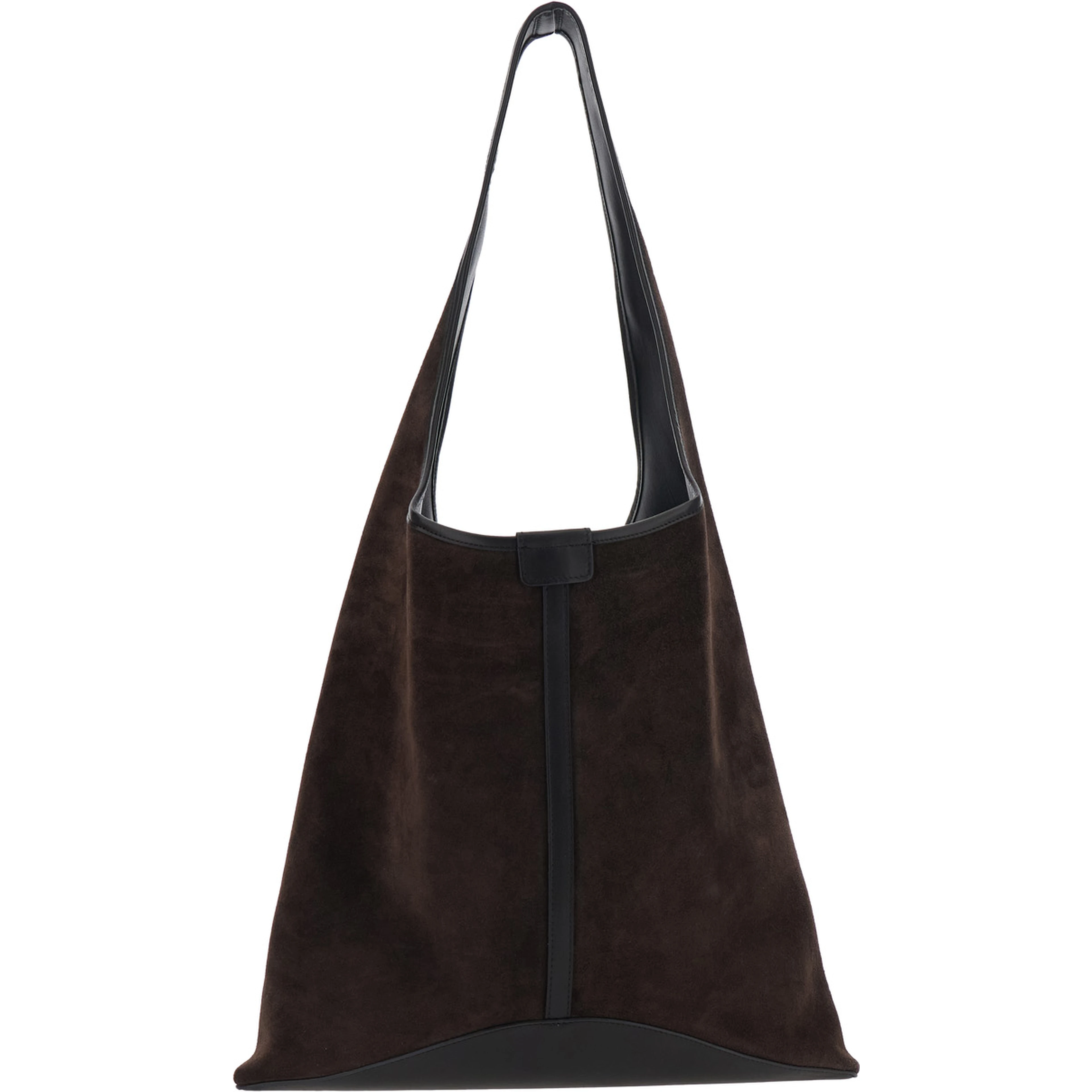 Delice Brown Shoulder Bag with Shoulder Strap and Logo Patch on the Front in Suede for Women