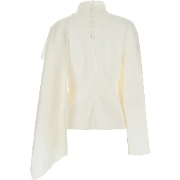 white top with high collar and integrated scarf in silk women