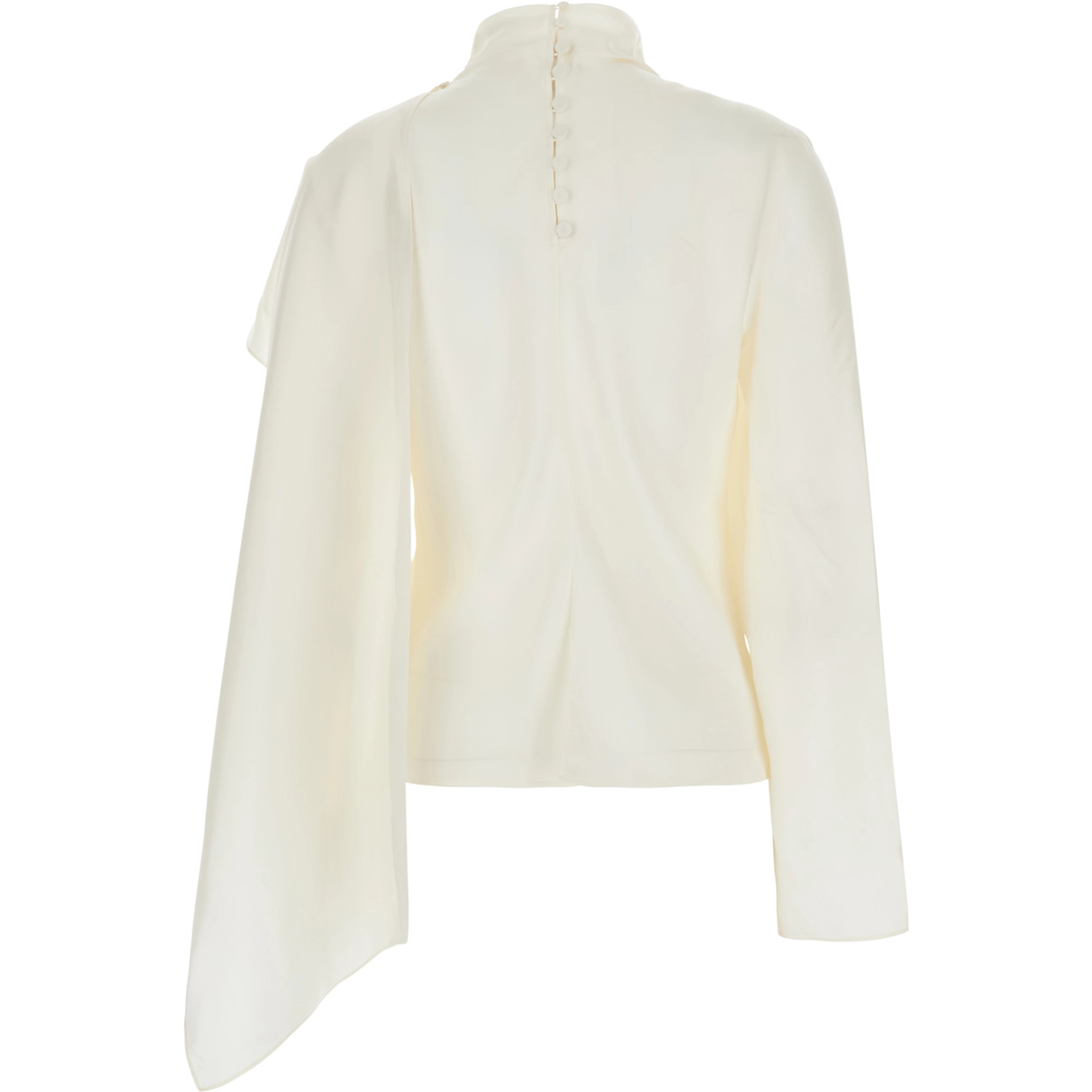white top with high collar and integrated scarf in silk women