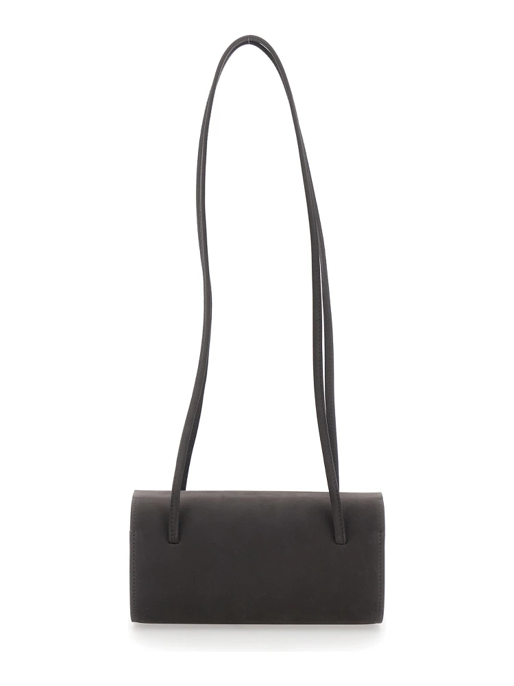MIE BAG is a shoulder bag with leather details and a prominent brown unisex logo alternative