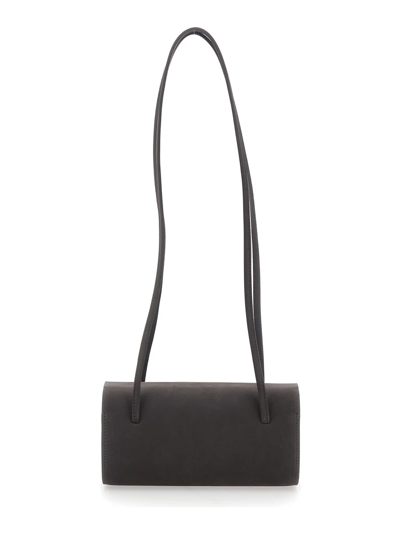 MIE BAG is a shoulder bag with leather details and a prominent brown unisex logo