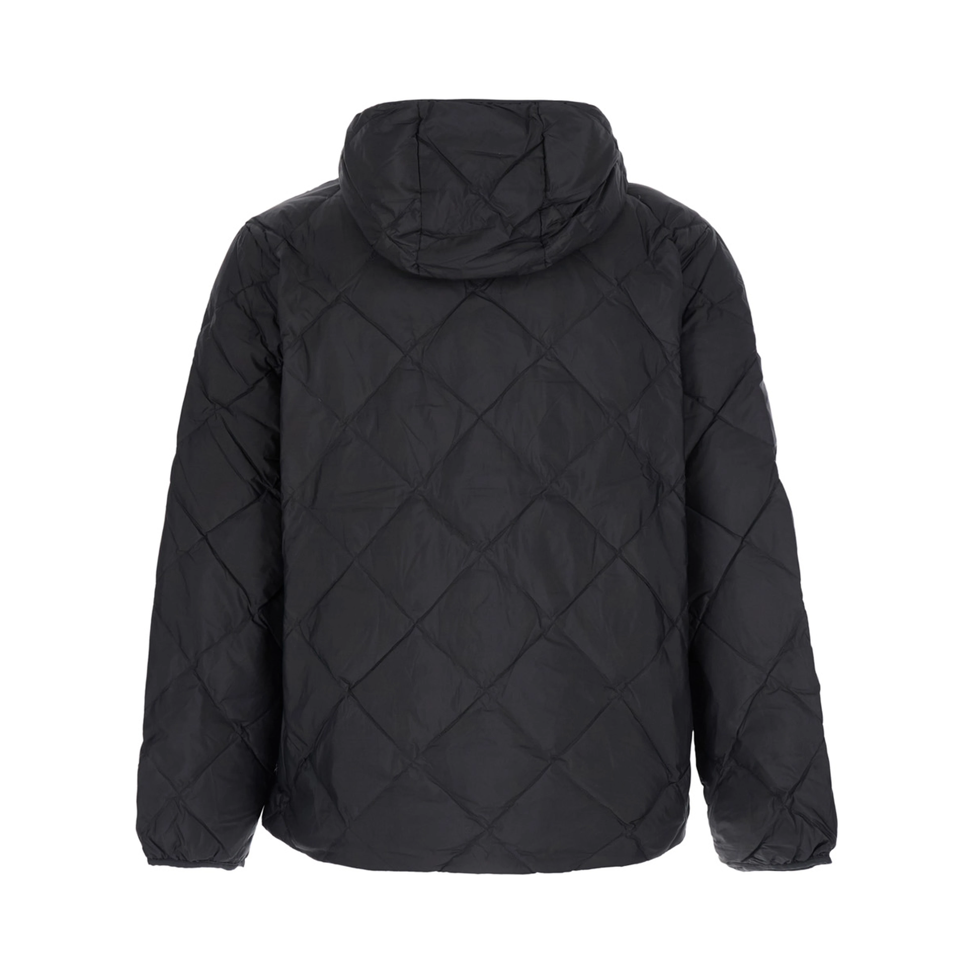 Down jacket with high collar and long sleeves in black Tech Fabric for men