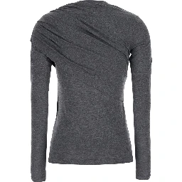 Dressi Gray Top with draped motif on the front in viscose for women