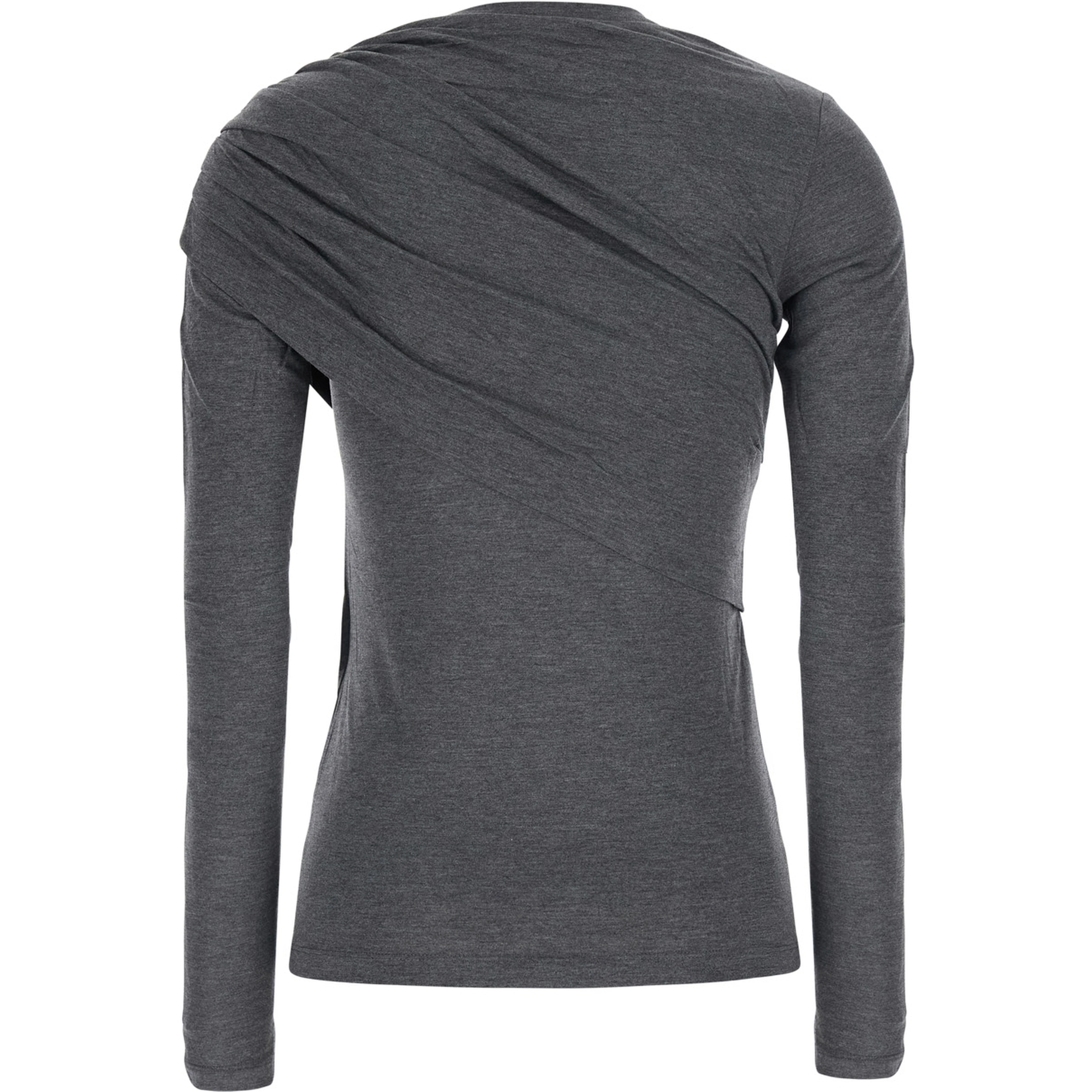 Dressi Gray Top with draped motif on the front in viscose for women