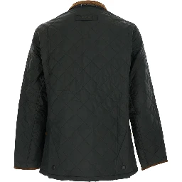 Quilted jacket with velvet edges and high collar, made of Tech Fabric, green, man