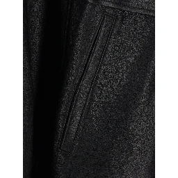 Black Jacket with classic collar and zip closure on the front in leather for men
