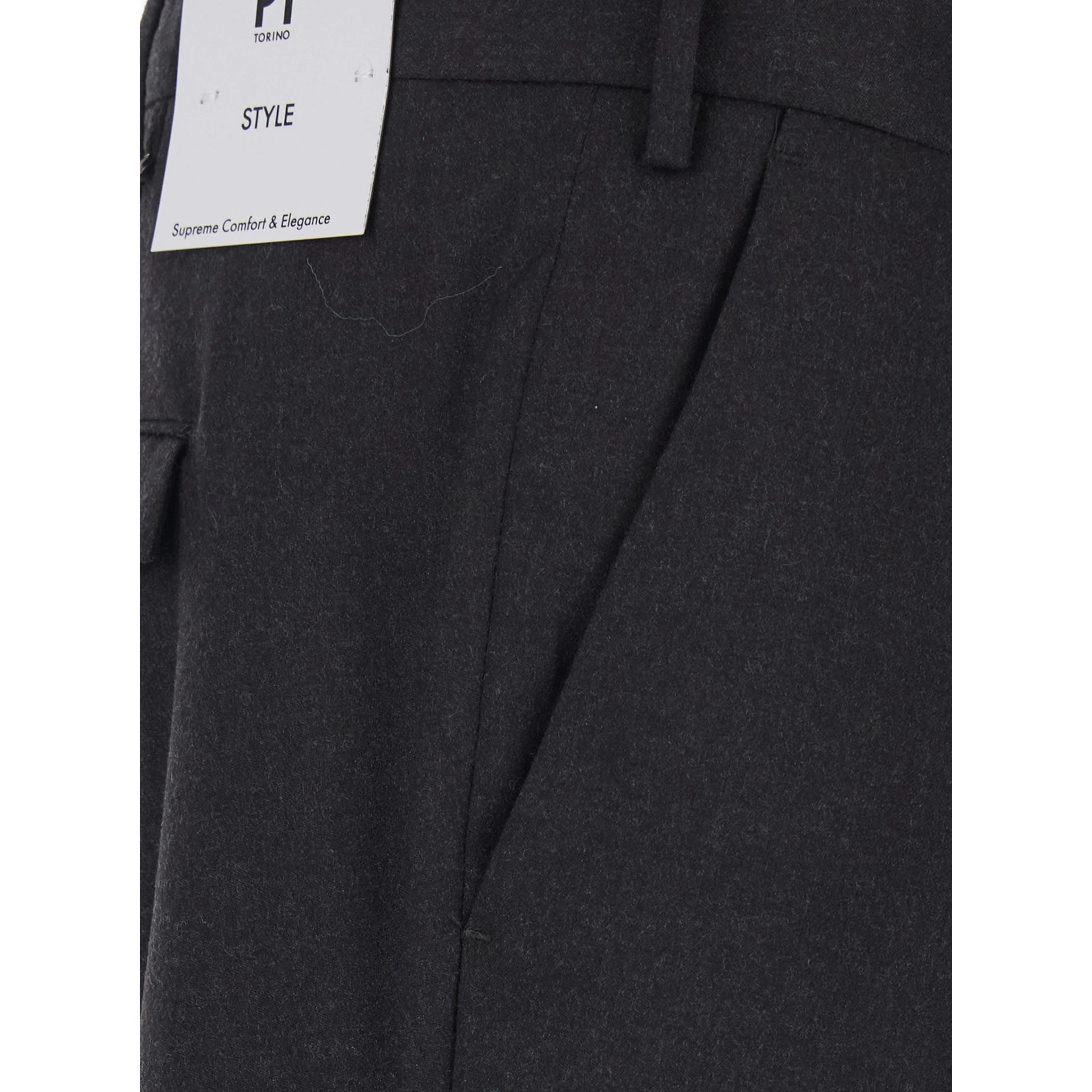 Brown Pants with Single Pleat on the Front in Blend Wool for Men