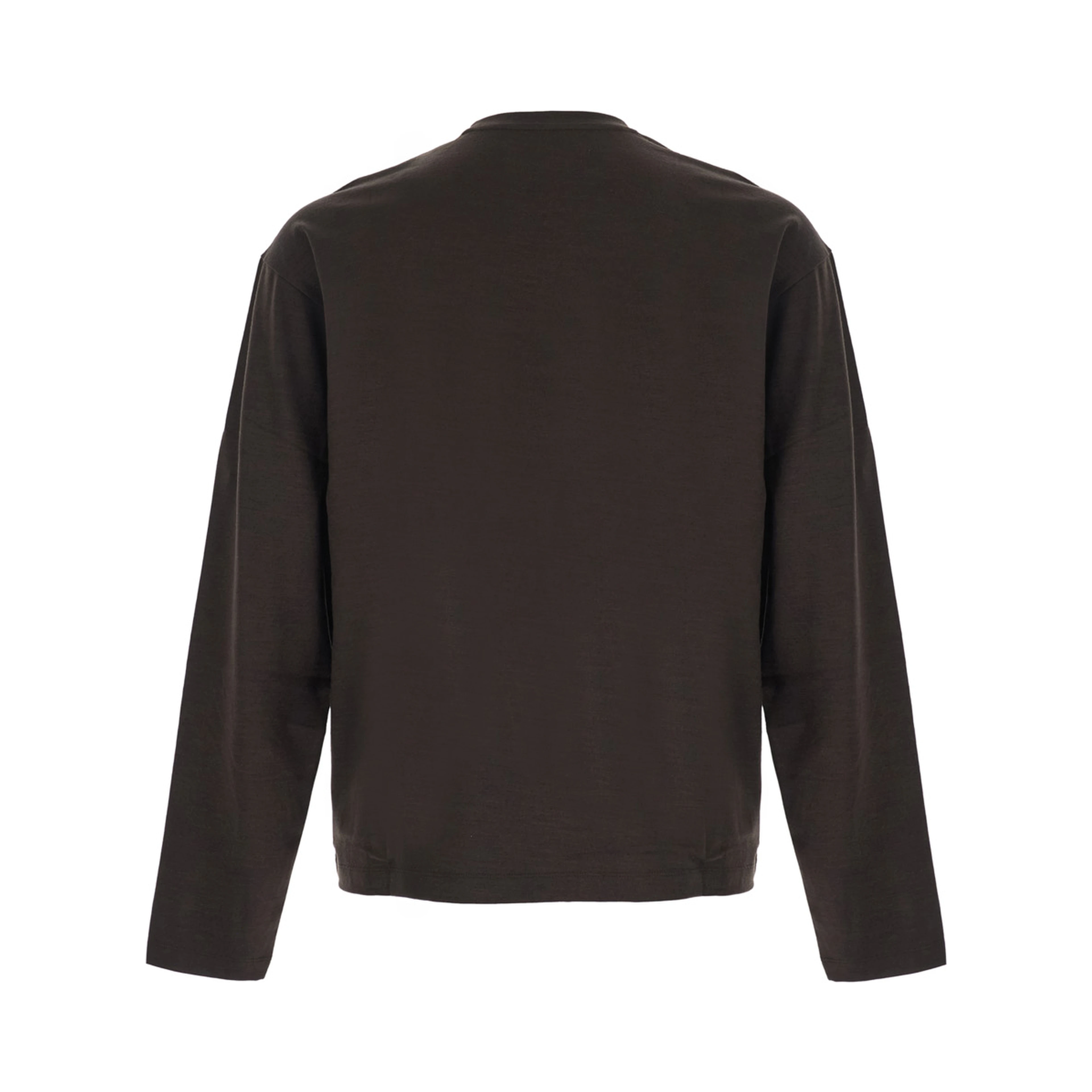 WOOL RELAXED LONG SLEEVE with long sleeves and V-neck in Brown Wool Men