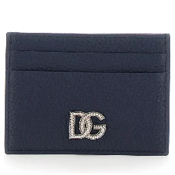 blue card holder with logo and details in Leather for men