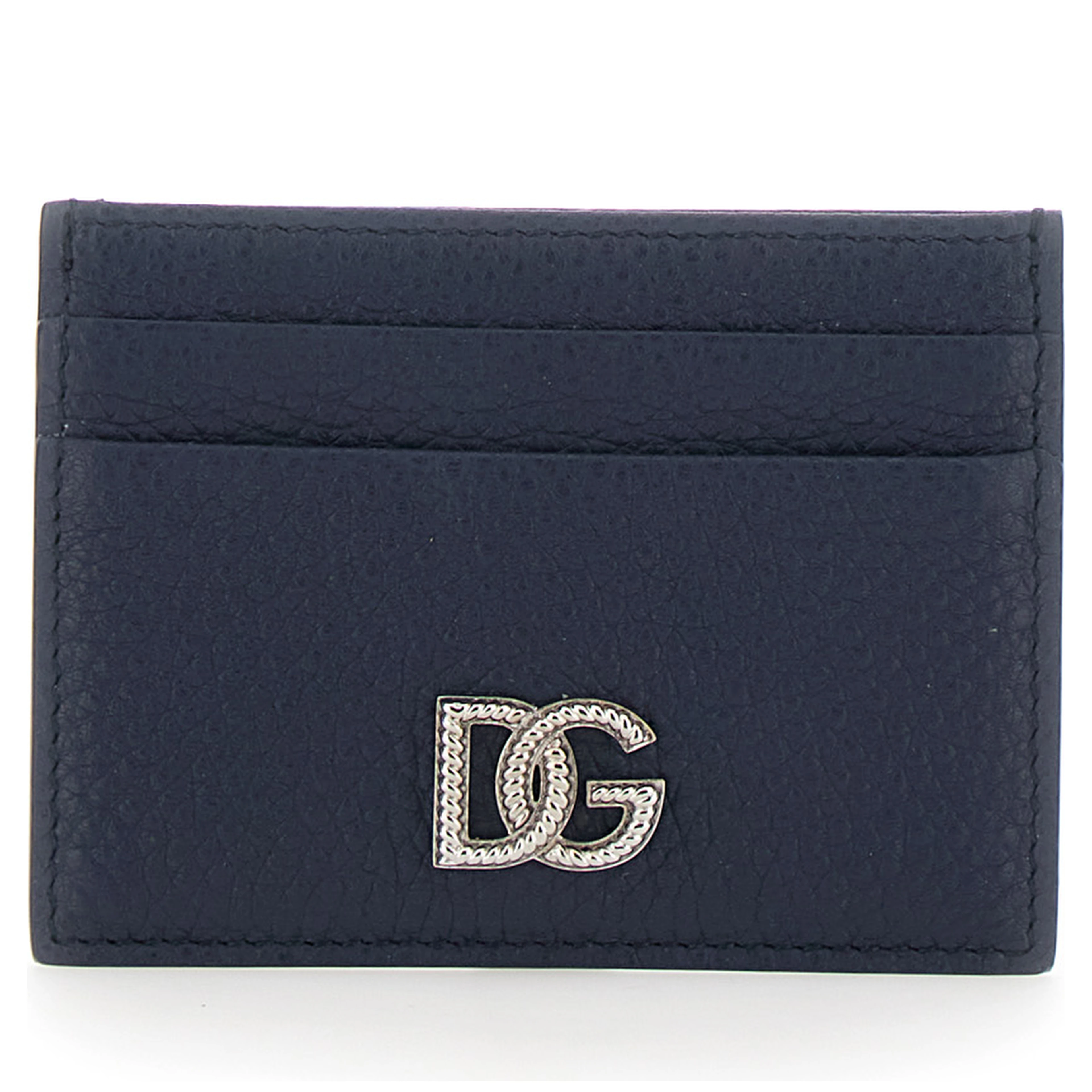 blue card holder with logo and details in Leather for men