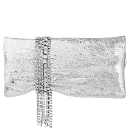 Zandra silver colored Clutch with applied crystals in leather blend for women