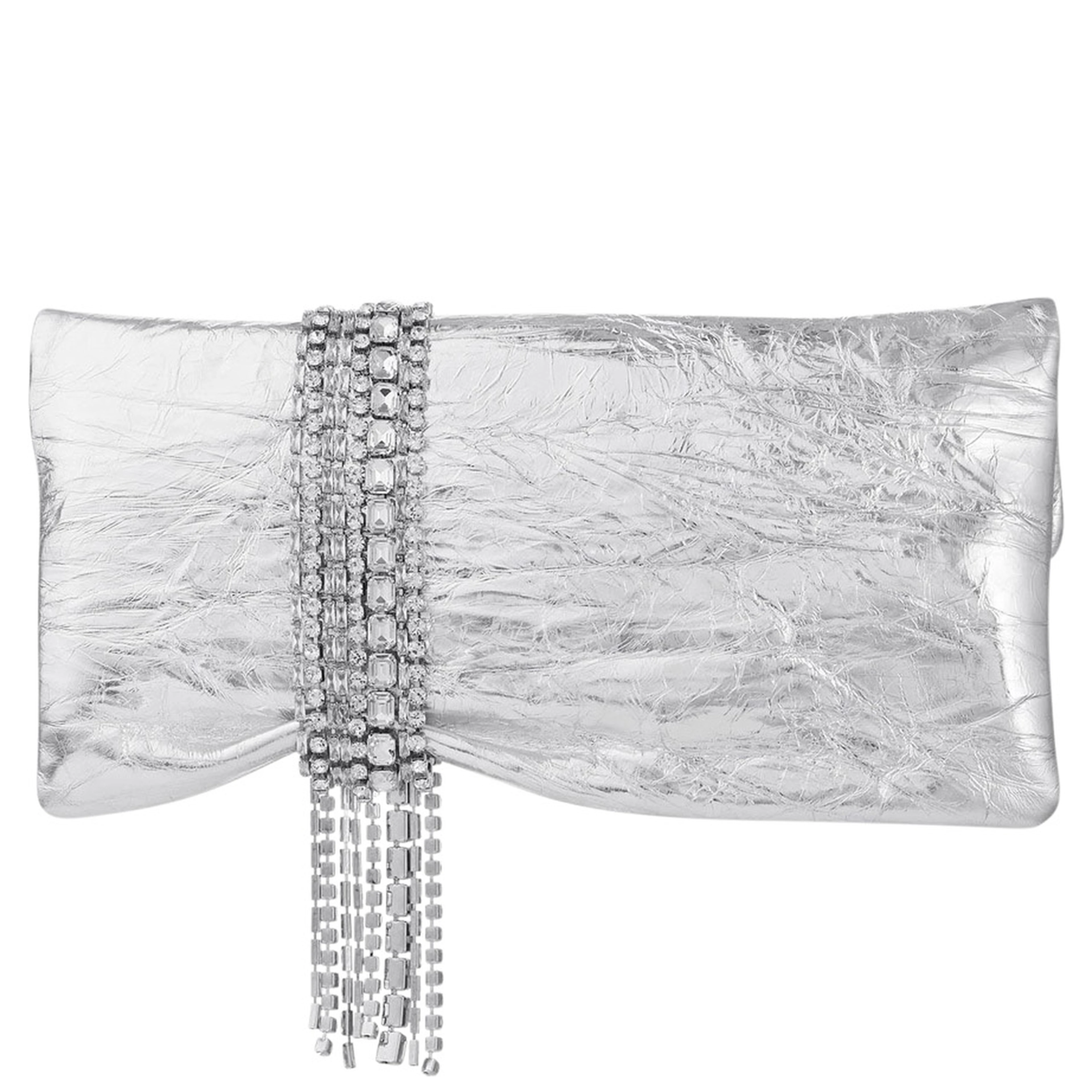 Zandra silver colored Clutch with applied crystals in leather blend for women