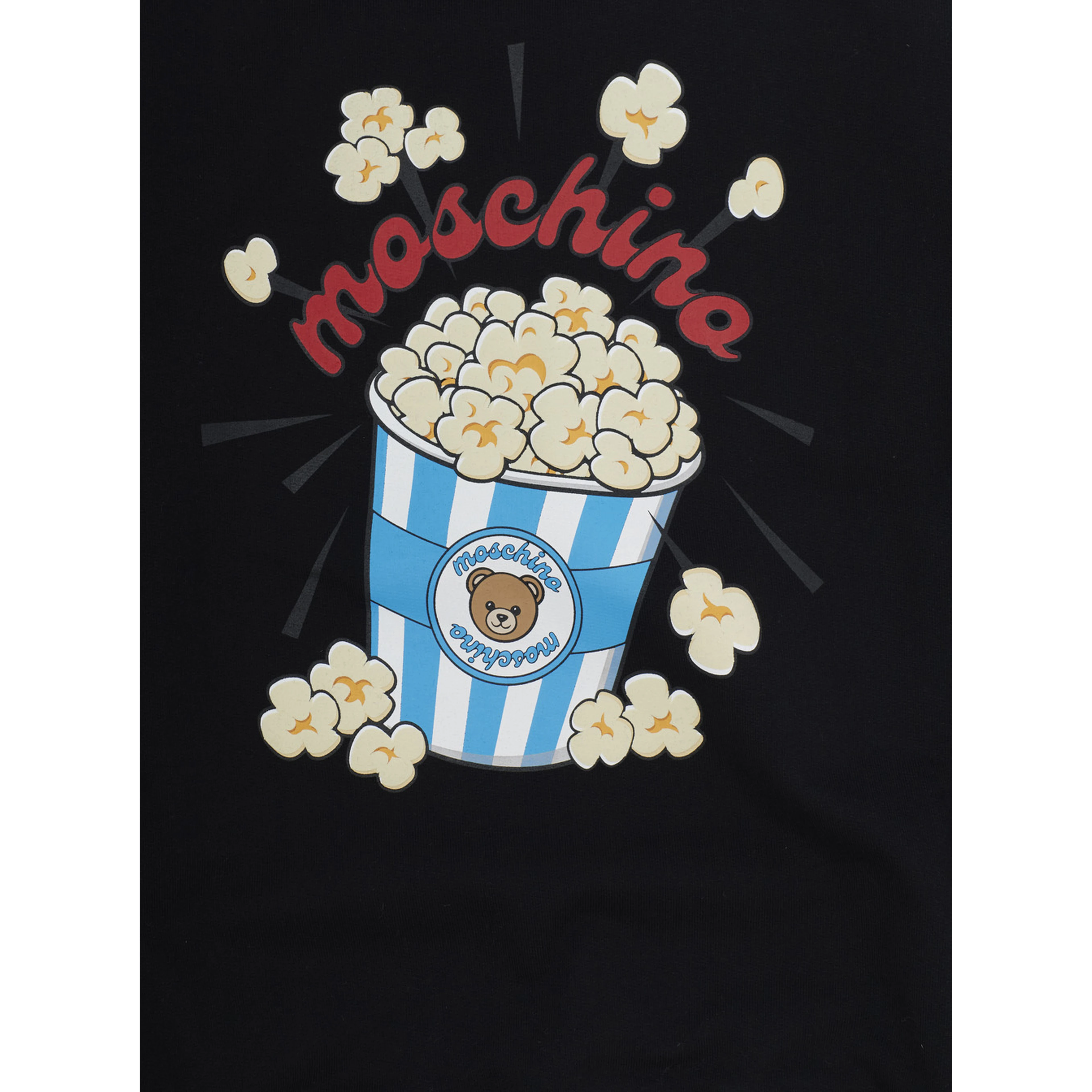 Black Crewneck Sweatshirt with Maxi Print on the Front in Cotton Boy