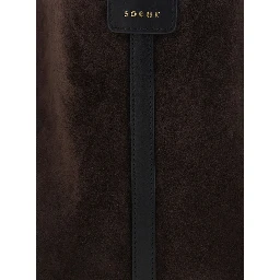 Delice Brown Shoulder Bag with Shoulder Strap and Logo Patch on the Front in Suede for Women