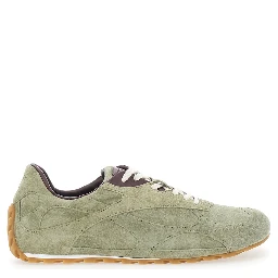 Orbit Khaki Sneakers with Logo Lettering on the Back in Suede for Men