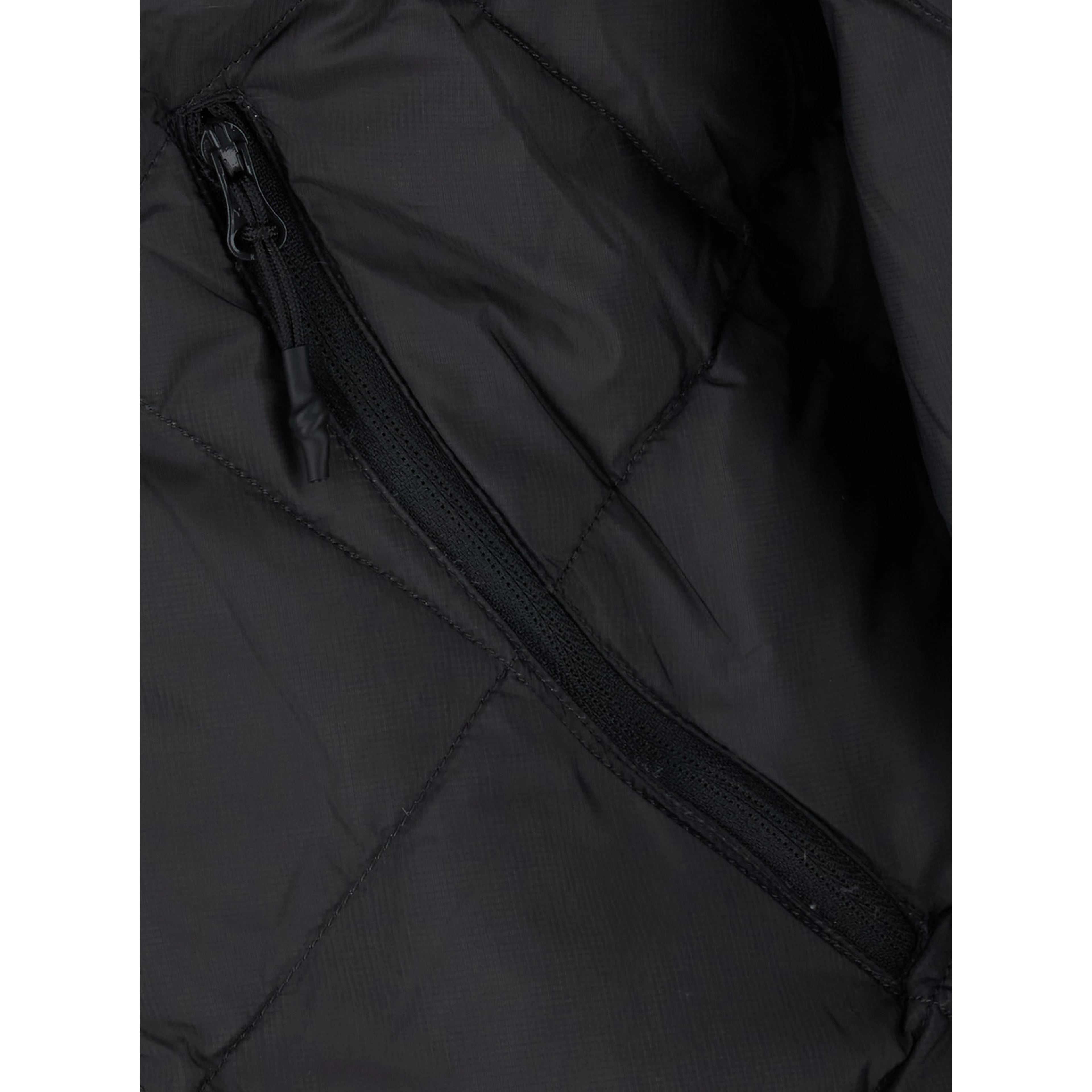 Down jacket with high collar and long sleeves in black Tech Fabric for men