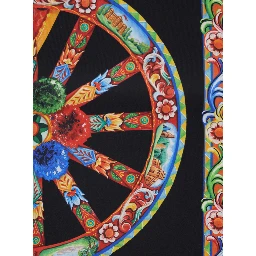 Multicolor Scarf with All-Over Carretto Print in Silk for Women