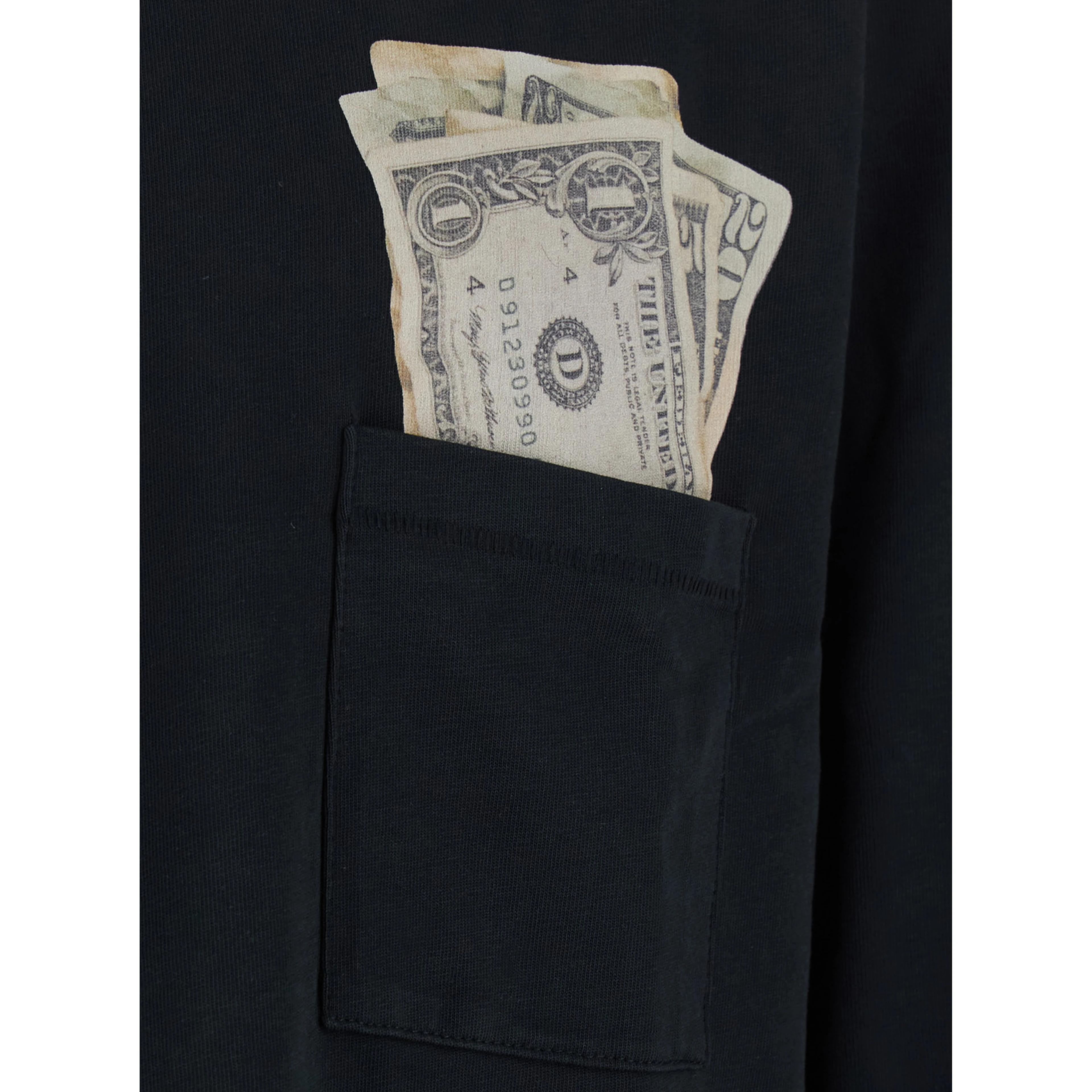 UNISEX MONEY LONGSLEEVE TEE KNIT with long sleeves in black cotton unisex