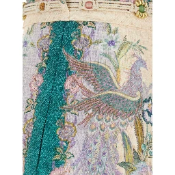 Indra Multicolor shorts with Floral Motif and Drawstring at the Front in Linen for Women