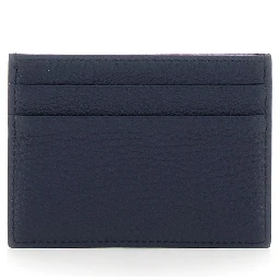 blue card holder with logo and details in Leather for men