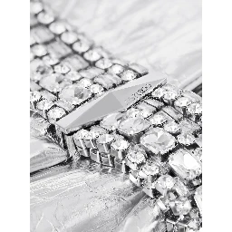 Zandra silver colored Clutch with applied crystals in leather blend for women
