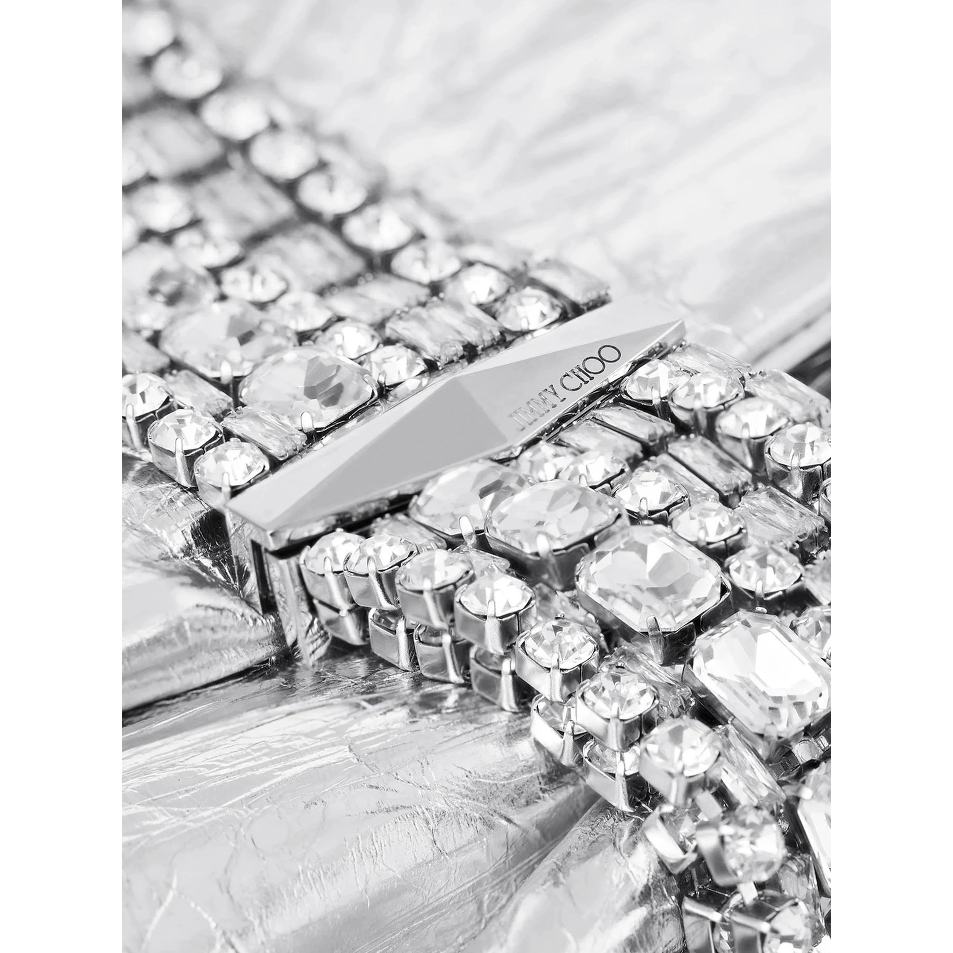 Zandra silver colored Clutch with applied crystals in leather blend for women