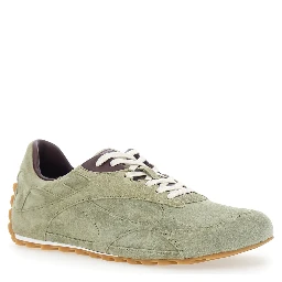 Orbit Khaki Sneakers with Logo Lettering on the Back in Suede for Men