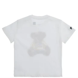 White T-shirt with round neck and logo on the front in cotton baby