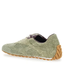 Orbit Khaki Sneakers with Logo Lettering on the Back in Suede for Men