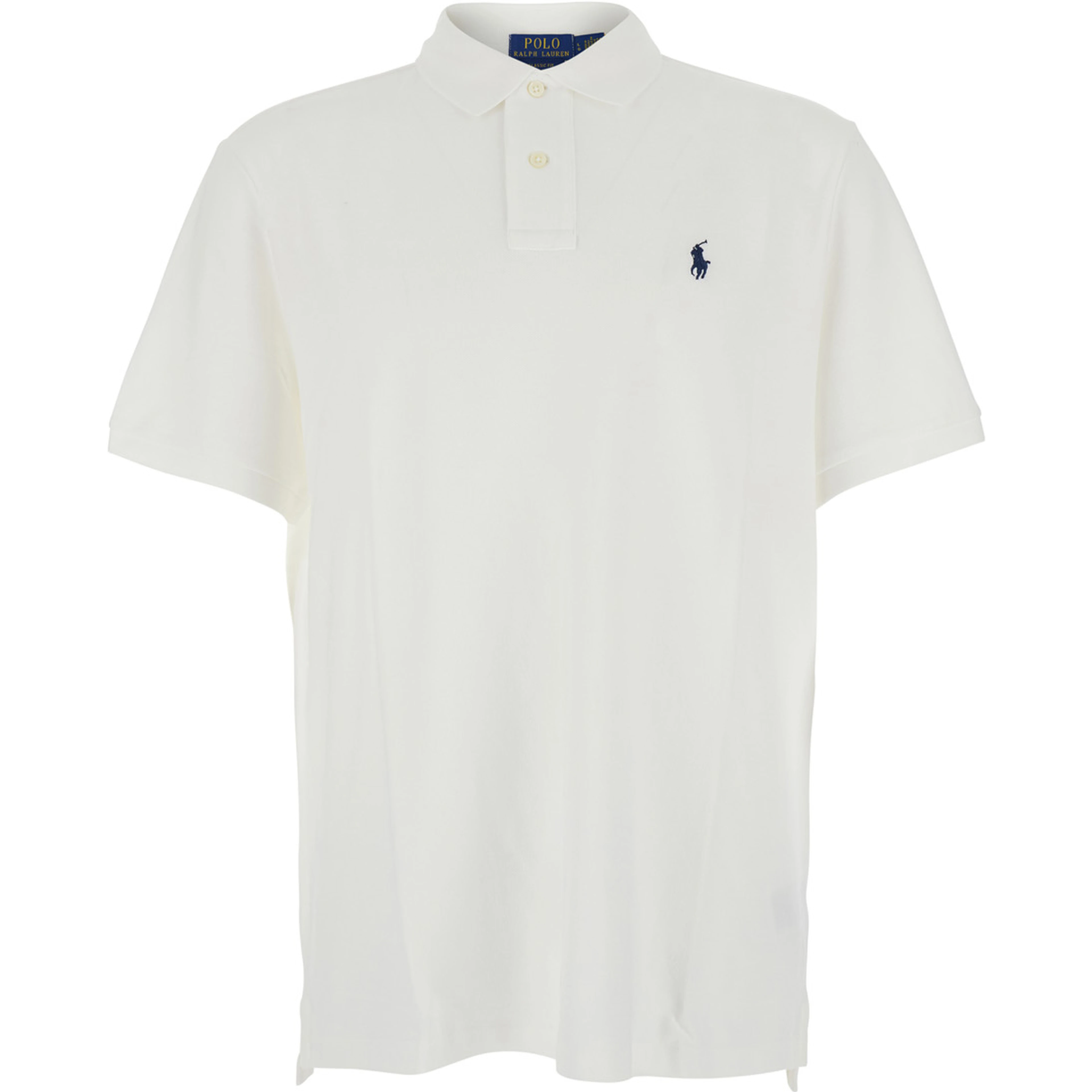 Classic Fit White polo shirt with classic collar and Pony embroidery on the front in cotton for men
