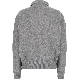 Gray sweatshirt with polo-shirt style collar and Pony embroidery on the front in cotton blend for women
