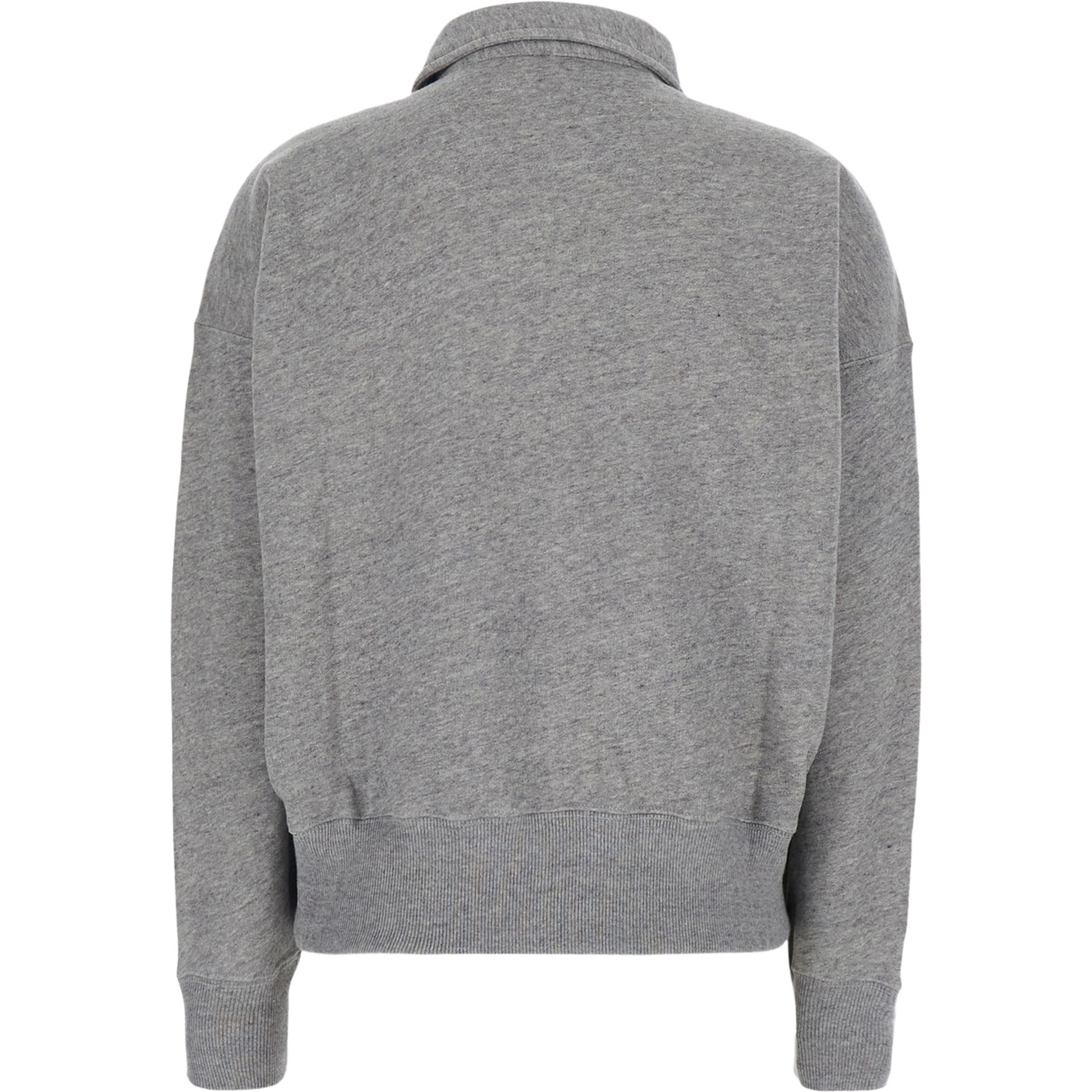 Gray sweatshirt with polo-shirt style collar and Pony embroidery on the front in cotton blend for women