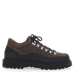Brown ankle boots with rubber lug sole and Logo lettering on the tongue in leather for men
