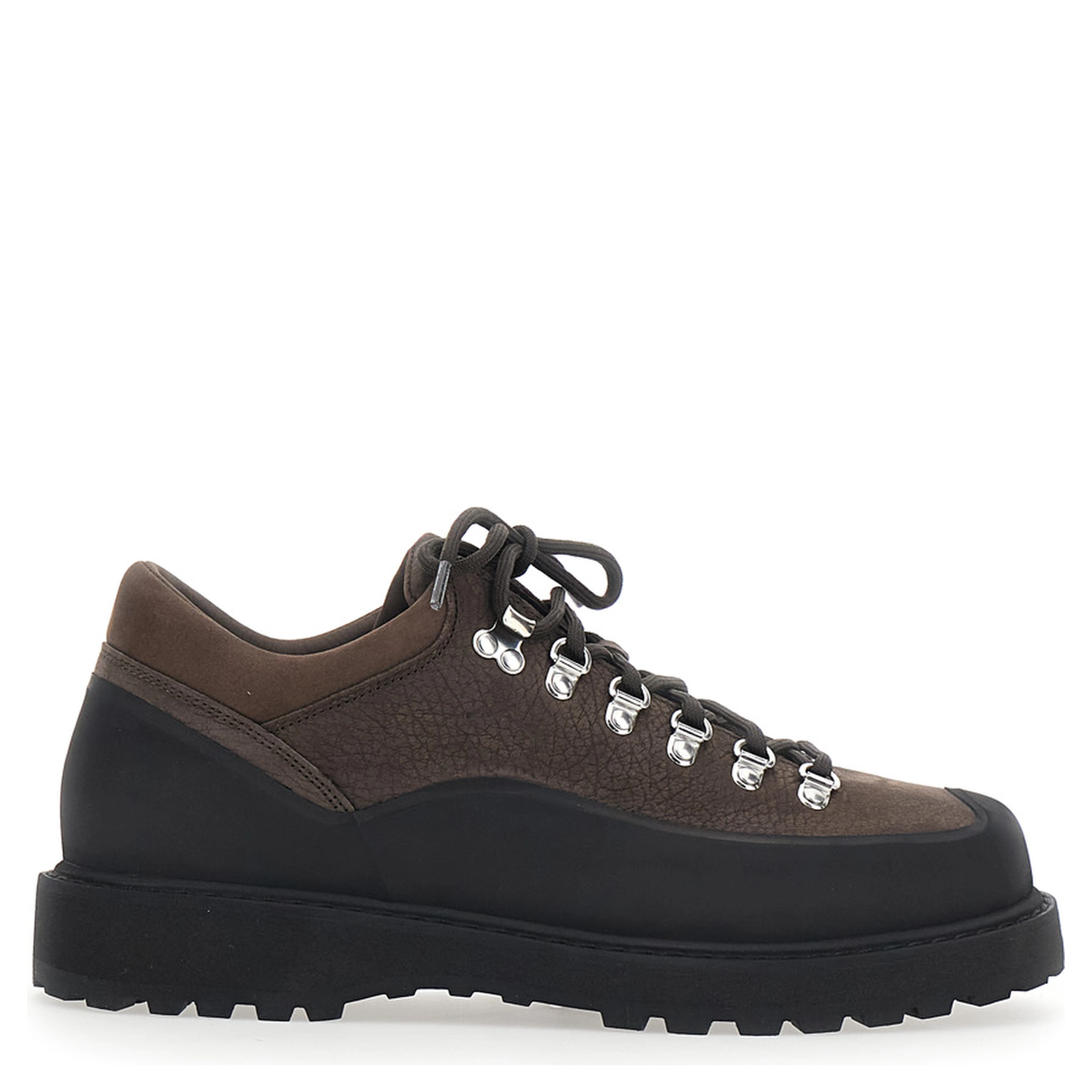 Brown ankle boots with rubber lug sole and Logo lettering on the tongue in leather for men