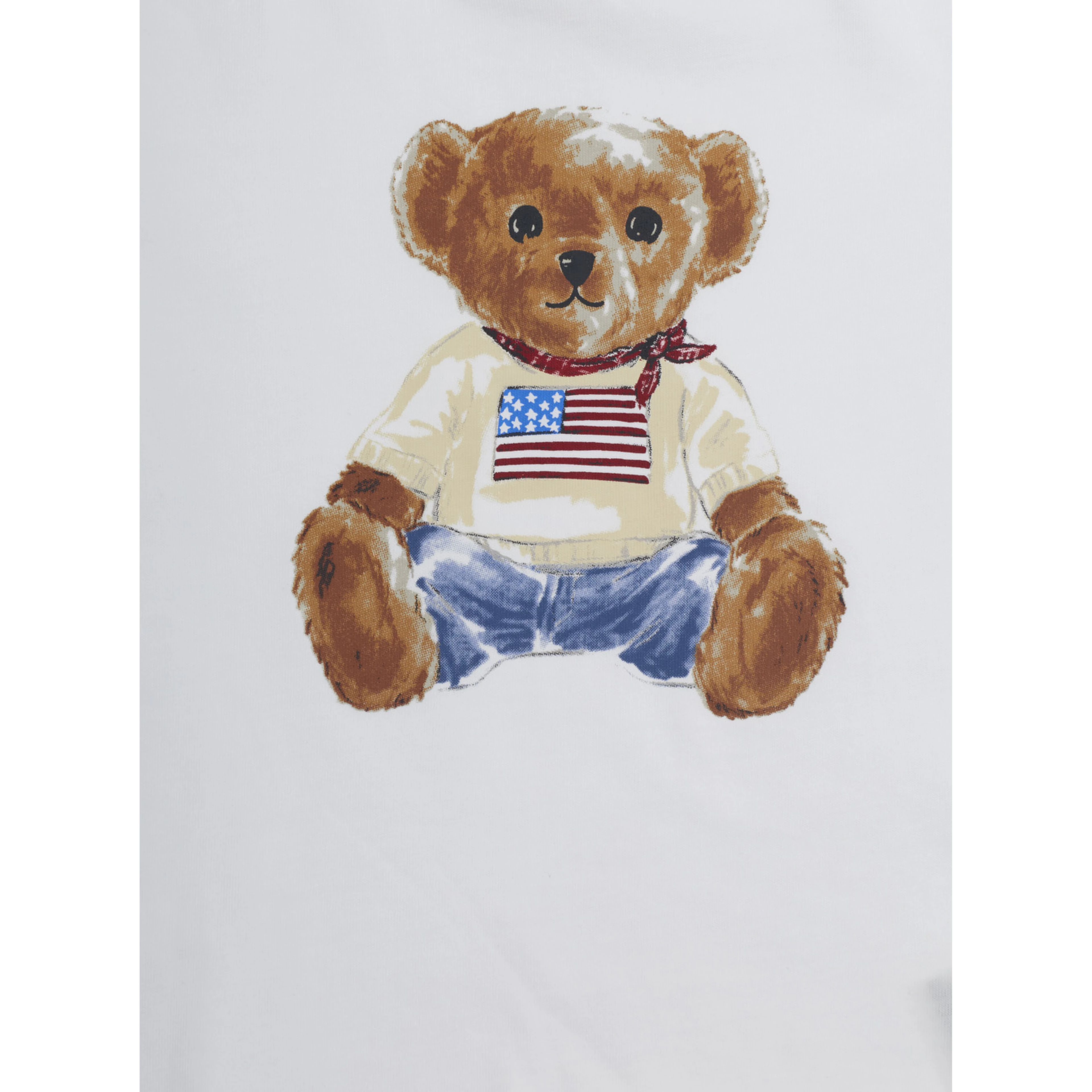 White T-shirt with round neck and logo on the front in cotton baby