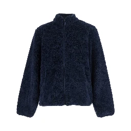 Fleece jacket with high collar and long sleeves in Tech Fabric blue unisex