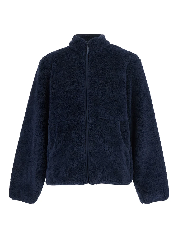 Fleece jacket with high collar and long sleeves in Tech Fabric blue unisex