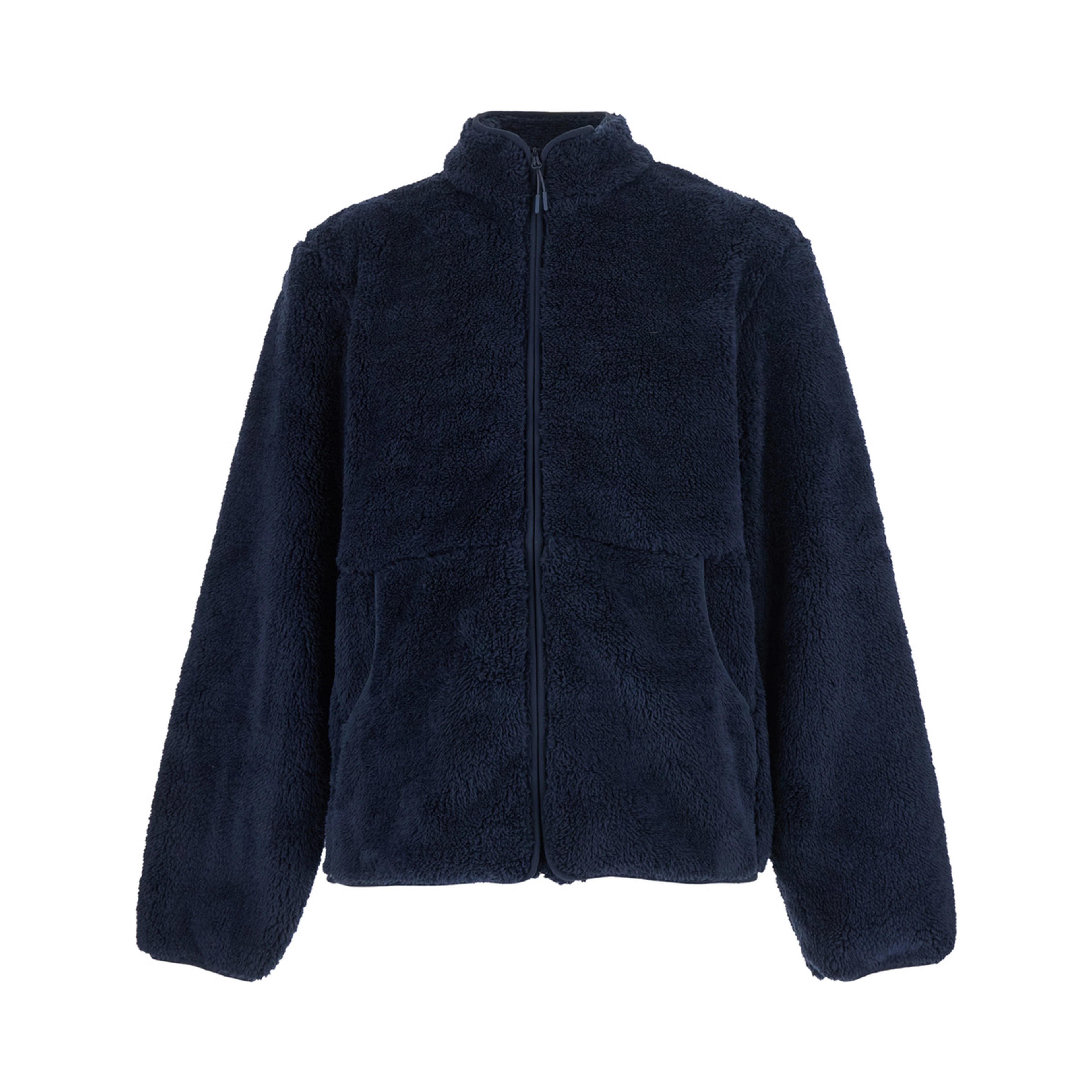 Fleece jacket with high collar and long sleeves in Tech Fabric blue unisex
