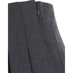 Grey skirt with lace details in fabric woman