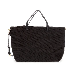 Geneva Brown Tote Bag with Adjustable and Removable Strap and Intreccio Motif in Ecoleather for Women