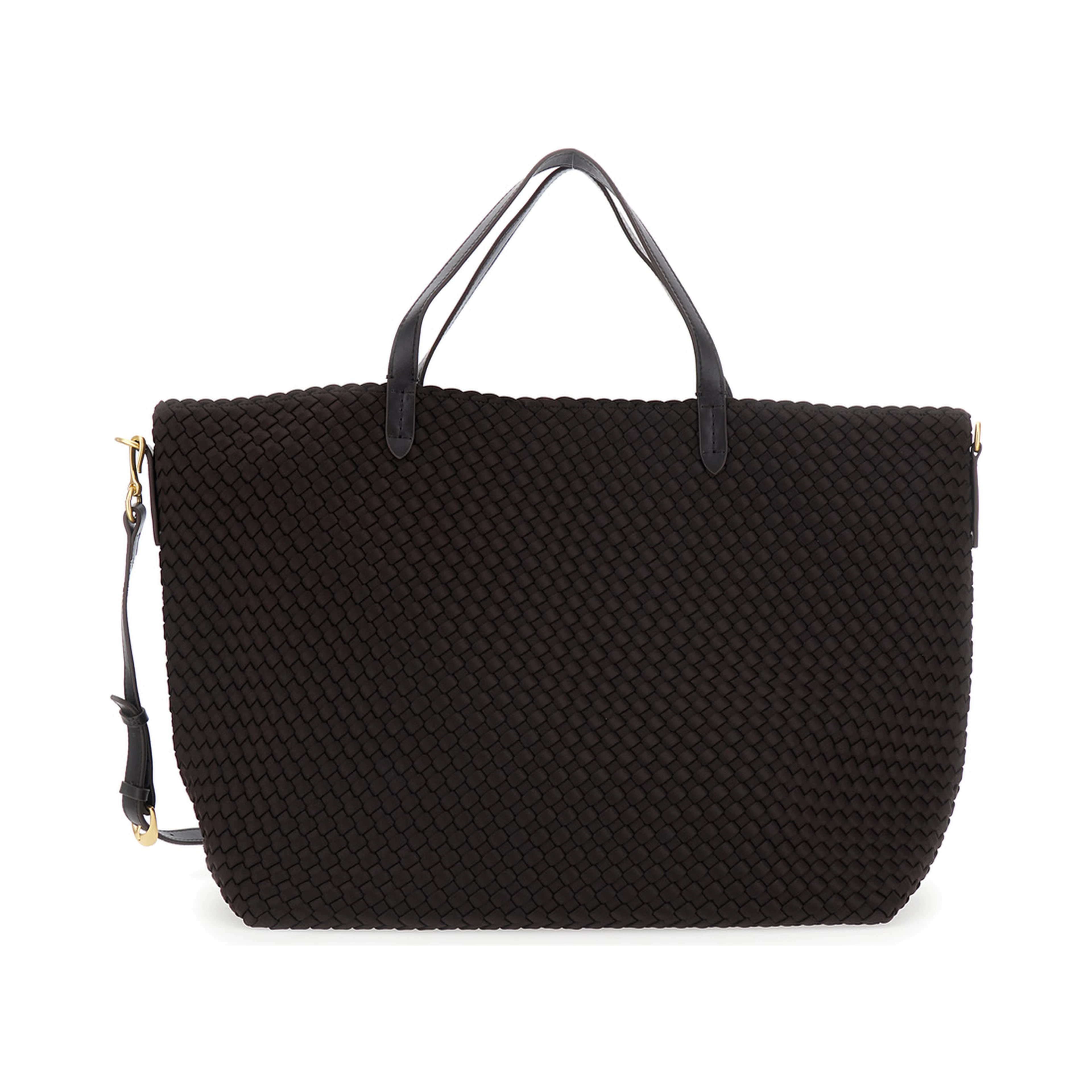 Geneva Brown Tote Bag with Adjustable and Removable Strap and Intreccio Motif in Ecoleather for Women