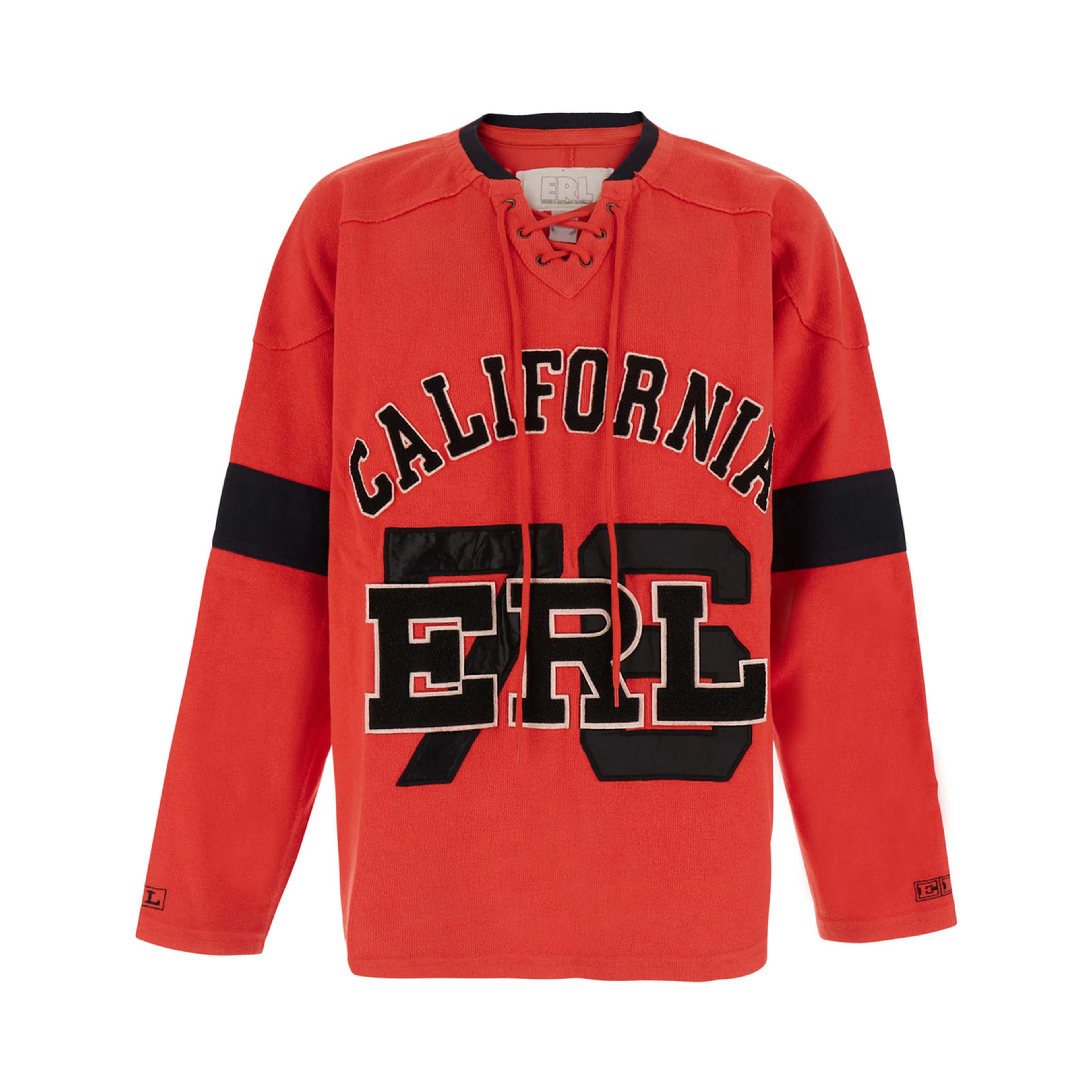 Red unisex cotton sweatshirt with round neck and long sleeves