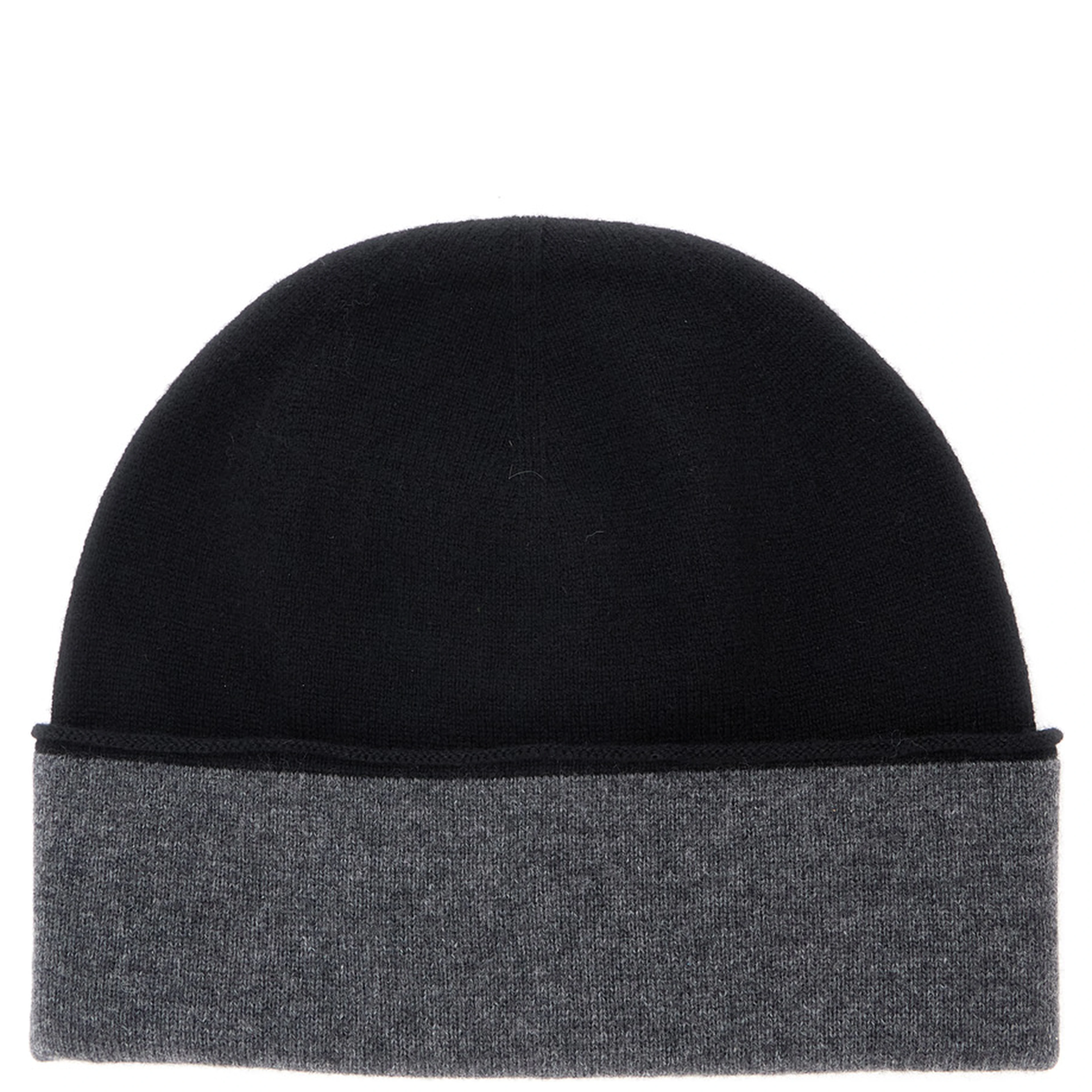 Double-layered beanie in 100% virgin wool and black unisex color